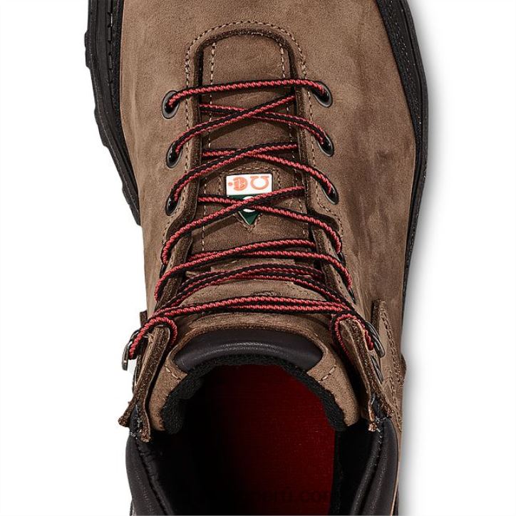 marrón X22T107 Red Wing botas de trabajo impermeables con punta de seguridad de 6 pulgadas para hombre estilo 2411 burnside - Image 4